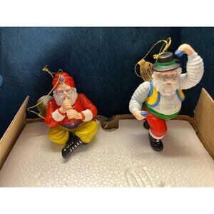 Christmas Decorations The Danbury Mint Santa in SPAIN & Santa in INDIA  3/4"